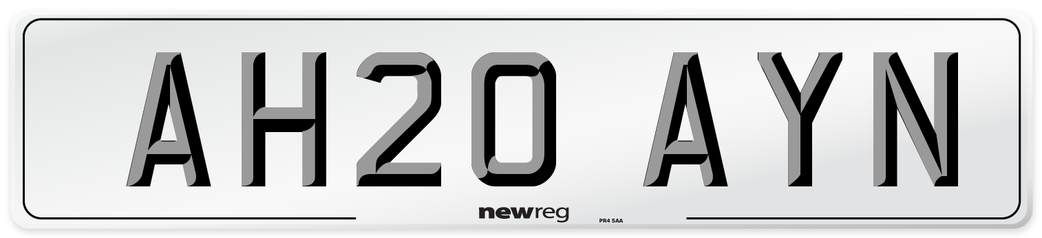AH20 AYN Number Plate from New Reg